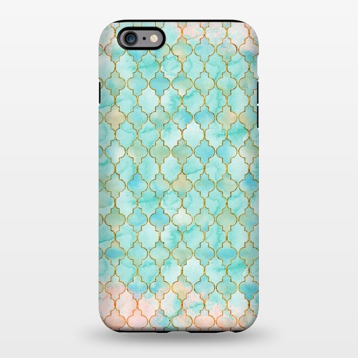 iPhone 6/6s plus StrongFit Multicolor Teal Pink Moroccan Shapes Pattern  by  Utart