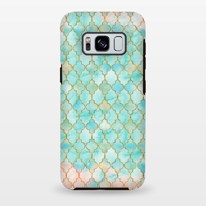 Galaxy S8 plus StrongFit Multicolor Teal Pink Moroccan Shapes Pattern  by  Utart