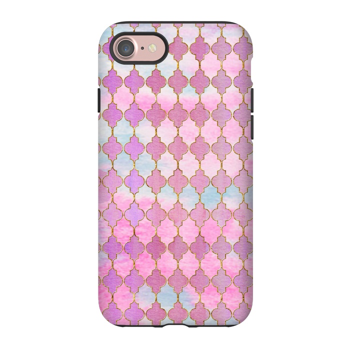iPhone 7 StrongFit Multicolor Pink Moroccan Shapes Pattern  by  Utart