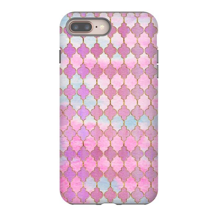 iPhone 7 plus StrongFit Multicolor Pink Moroccan Shapes Pattern  by  Utart