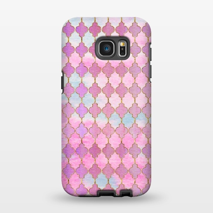 Galaxy S7 EDGE StrongFit Multicolor Pink Moroccan Shapes Pattern  by  Utart