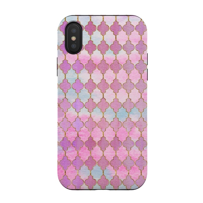 iPhone Xs / X StrongFit Multicolor Pink Moroccan Shapes Pattern  by  Utart