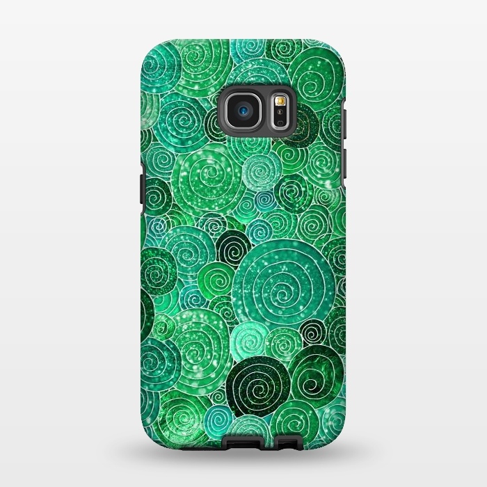 Galaxy S7 EDGE StrongFit Green Circles Polka dots Glitter Pattern by  Utart