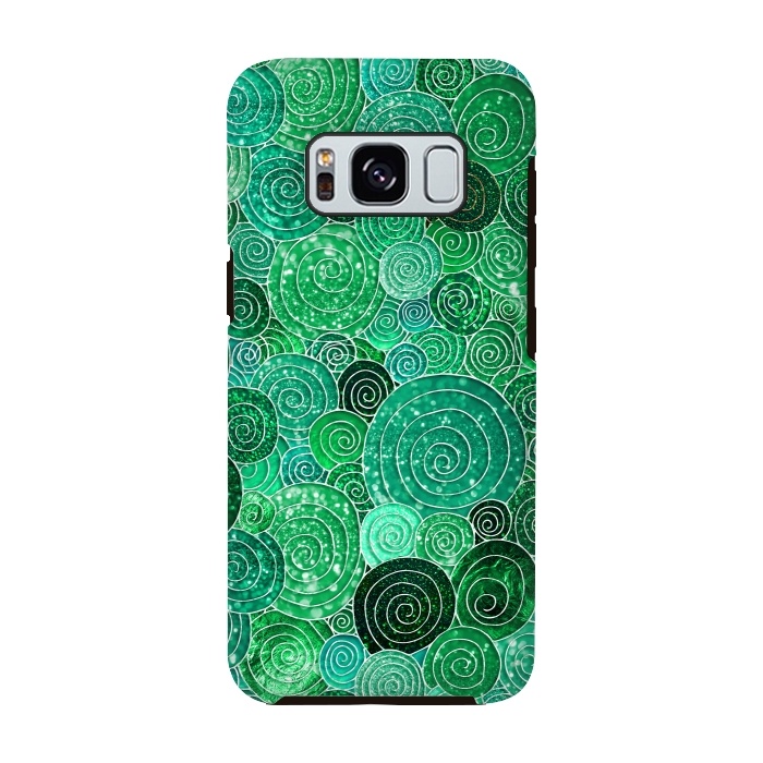 Galaxy S8 StrongFit Green Circles Polka dots Glitter Pattern by  Utart