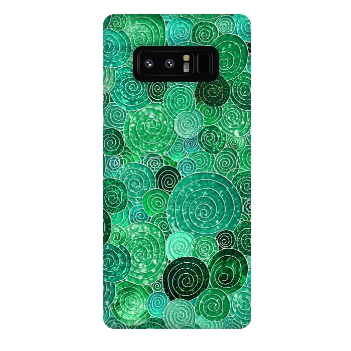 Galaxy Note 8 StrongFit Green Circles Polka dots Glitter Pattern by  Utart