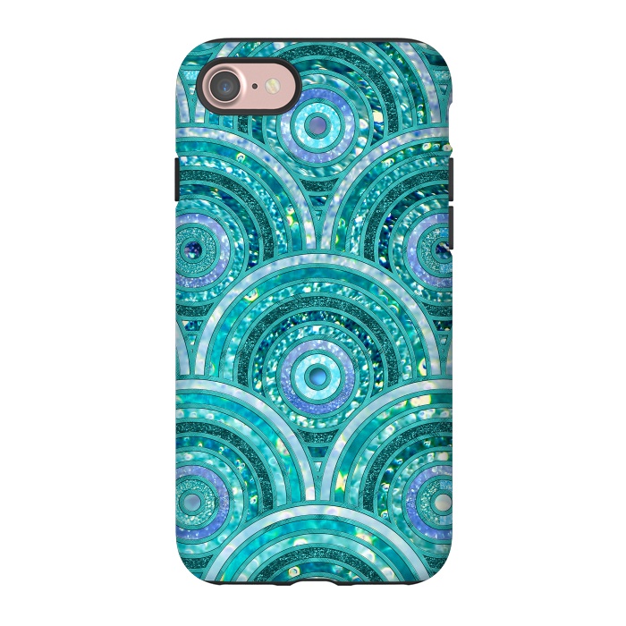 iPhone 7 StrongFit Blue Silver Circles and Dots Glitter  Pattern by  Utart