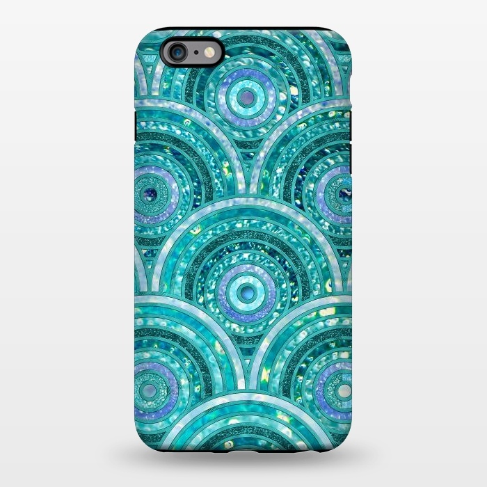 iPhone 6/6s plus StrongFit Blue Silver Circles and Dots Glitter  Pattern by  Utart