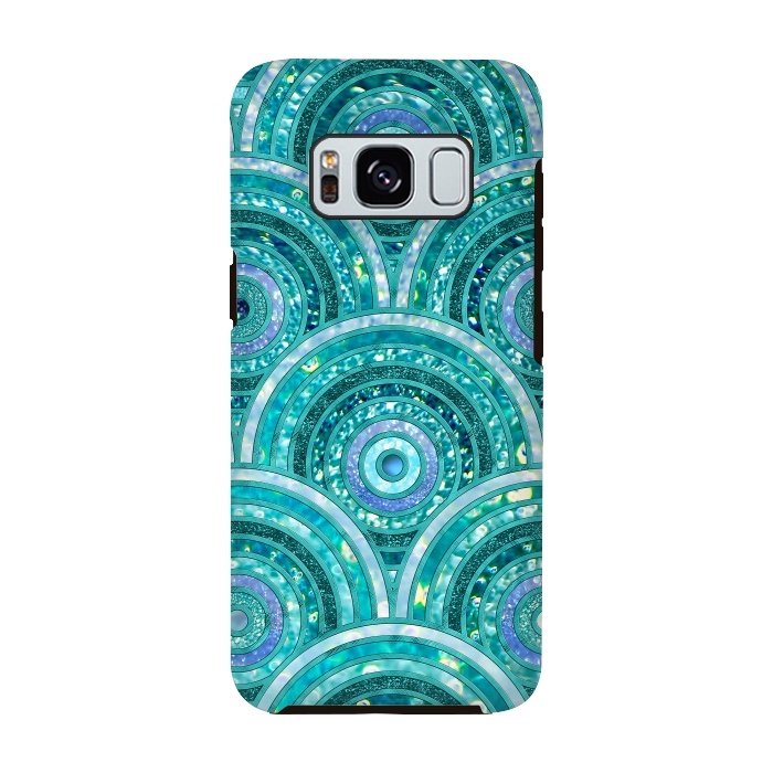 Galaxy S8 StrongFit Blue Silver Circles and Dots Glitter  Pattern by  Utart