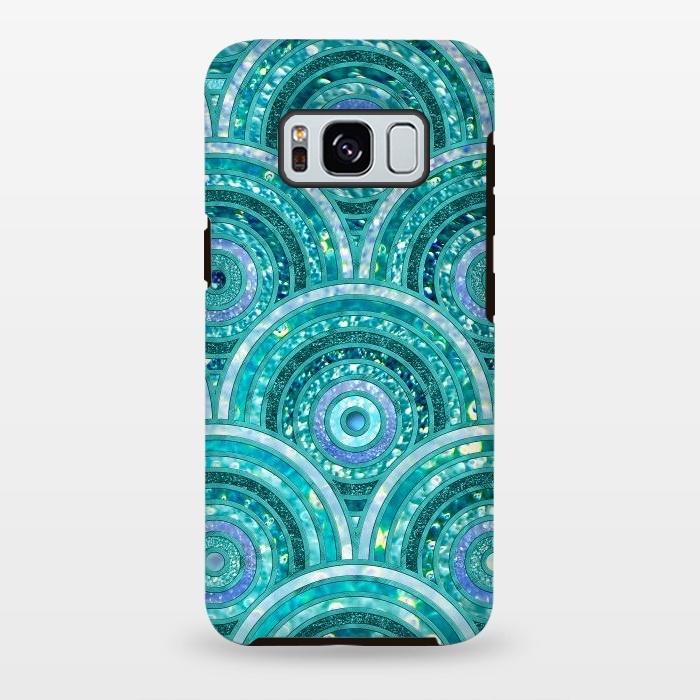 Galaxy S8 plus StrongFit Blue Silver Circles and Dots Glitter  Pattern by  Utart