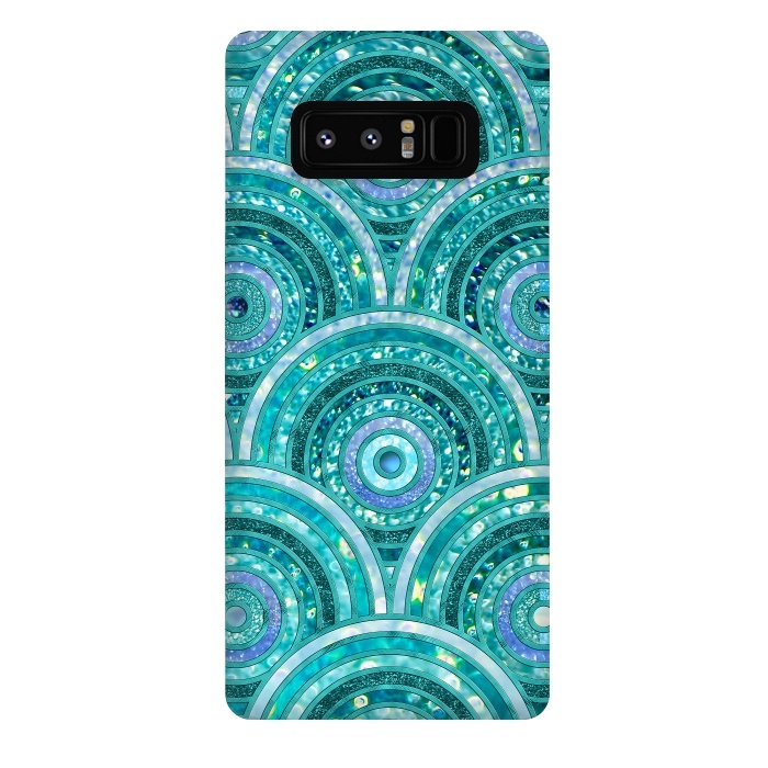 Galaxy Note 8 StrongFit Blue Silver Circles and Dots Glitter  Pattern by  Utart