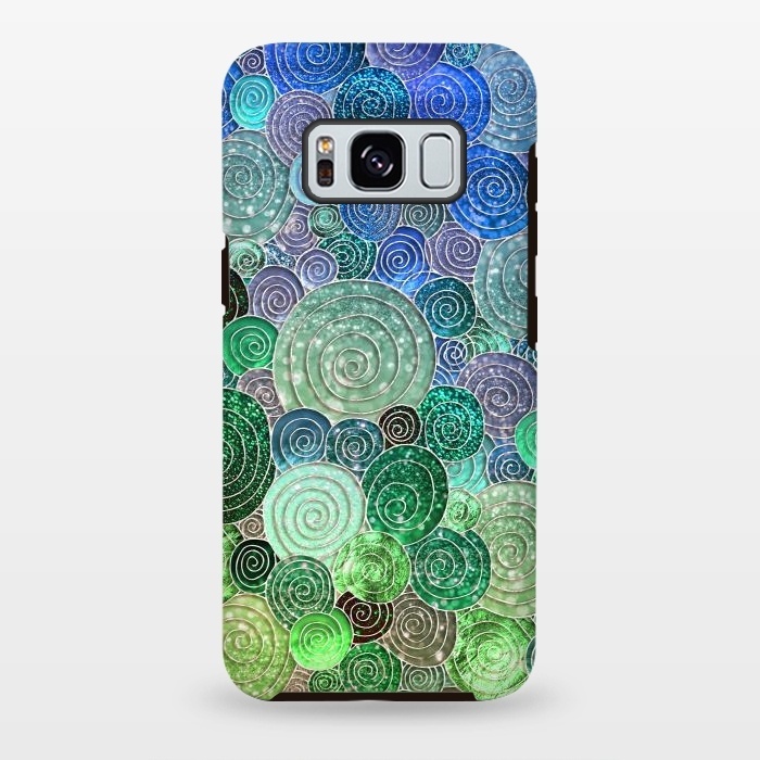 Galaxy S8 plus StrongFit Green and Blue Circles and Polka Dots pattern by  Utart