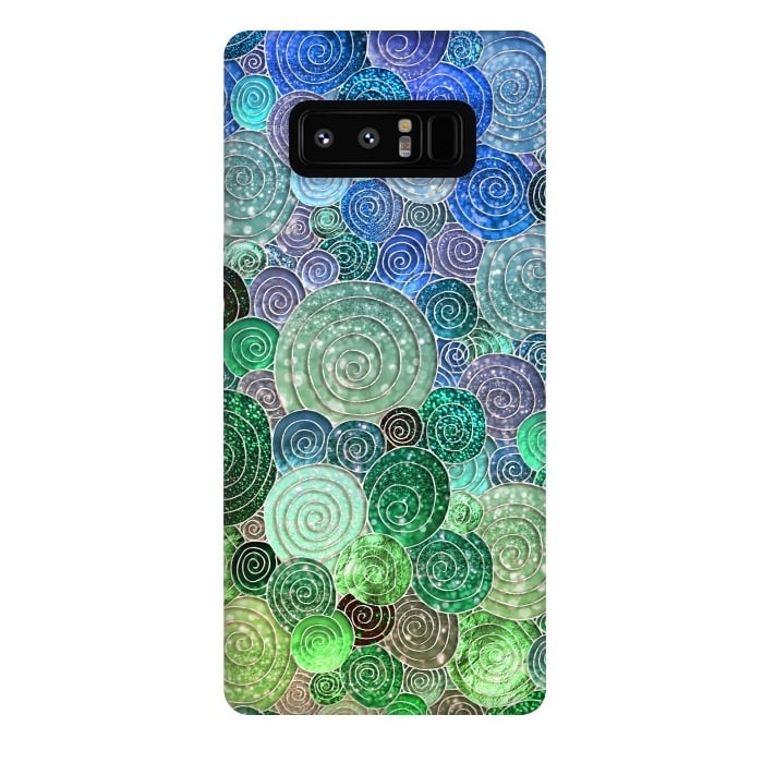 Galaxy Note 8 StrongFit Green and Blue Circles and Polka Dots pattern by  Utart