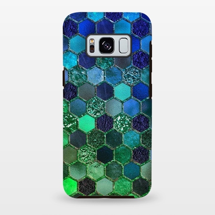 Galaxy S8 plus StrongFit Green and Blue Metalic Honeycomb Pattern by  Utart