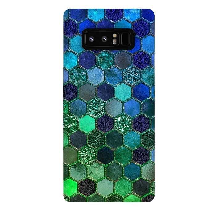 Galaxy Note 8 StrongFit Green and Blue Metalic Honeycomb Pattern by  Utart