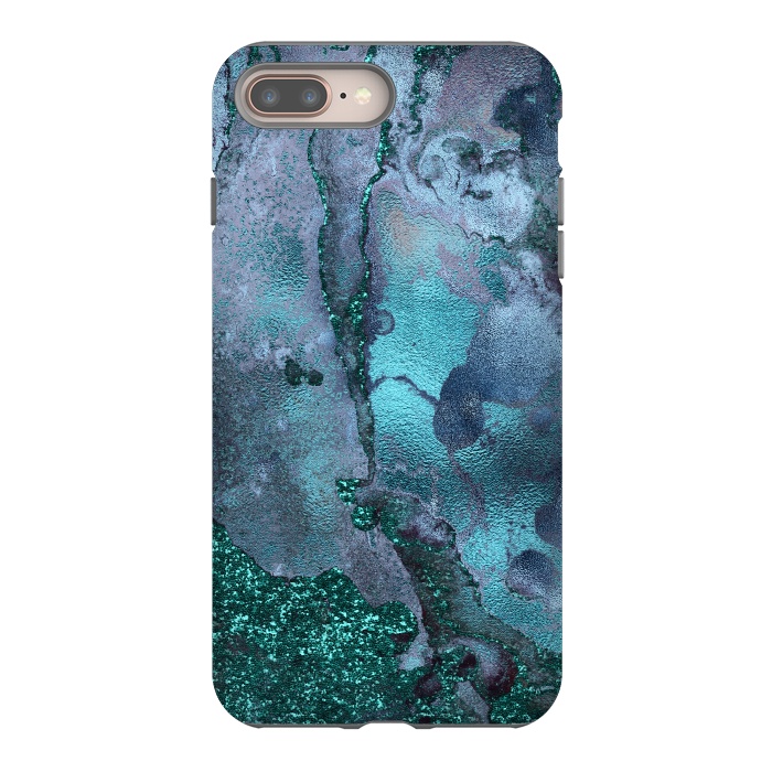 iPhone 7 plus StrongFit Blue and Teal Ink Glitter Marble by  Utart