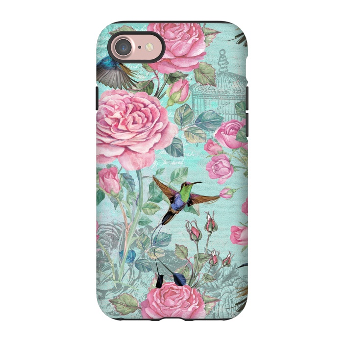 iPhone 7 StrongFit Vintage Roses and Hummingbirds by  Utart