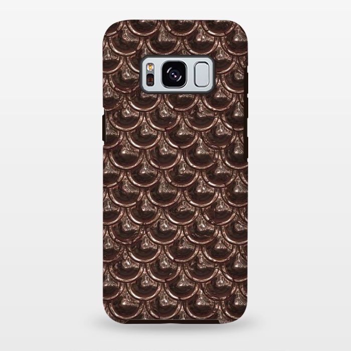 Galaxy S8 plus StrongFit Brown Copper Metal Scales by Andrea Haase