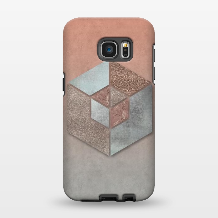 Galaxy S7 EDGE StrongFit Copper Gray Hexagon by Andrea Haase
