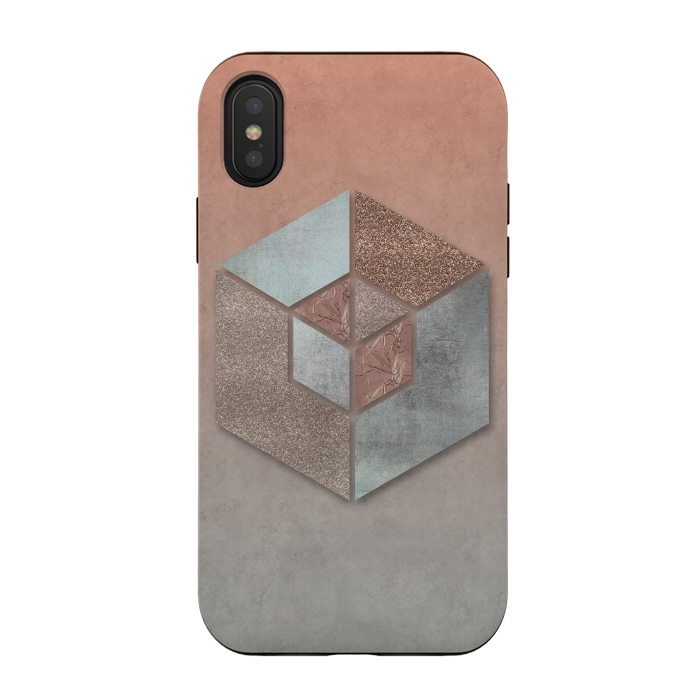 iPhone Xs / X StrongFit Copper Gray Hexagon by Andrea Haase