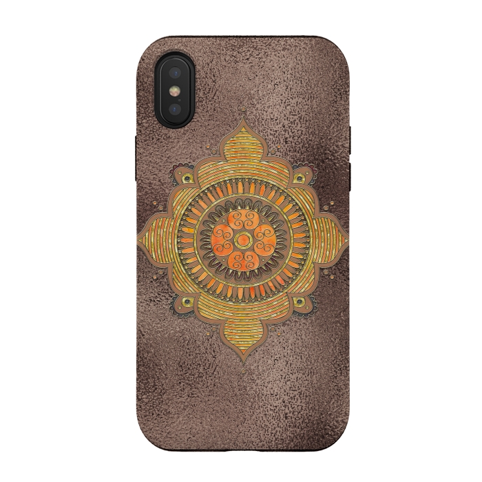 iPhone Xs / X StrongFit Mandala On Copper 2 by Andrea Haase