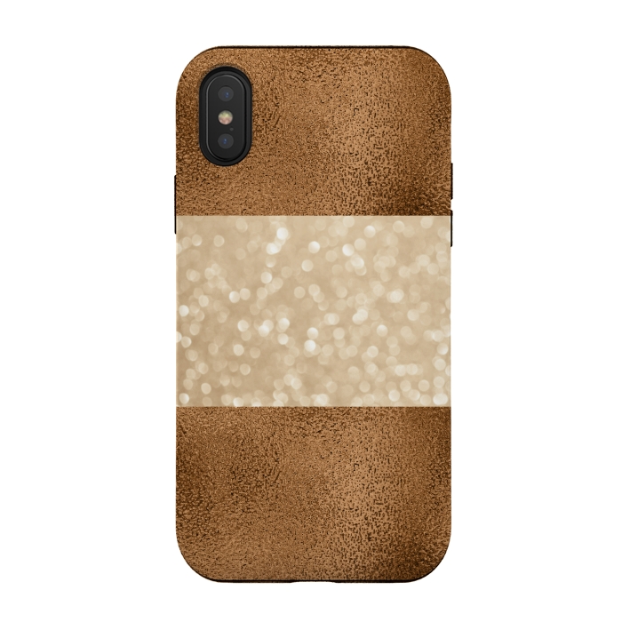 iPhone Xs / X StrongFit Faux Glitter And Copper by Andrea Haase
