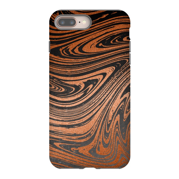 iPhone 7 plus StrongFit Copper Black Faux Marble 2 by Andrea Haase