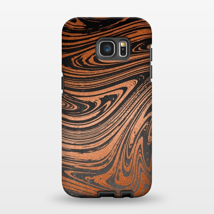 Galaxy S7 EDGE StrongFit Copper Black Faux Marble 2 by Andrea Haase