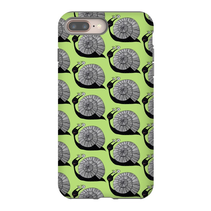 iPhone 7 plus StrongFit Cartoon Snail With Spiral Eyes Pattern by Boriana Giormova