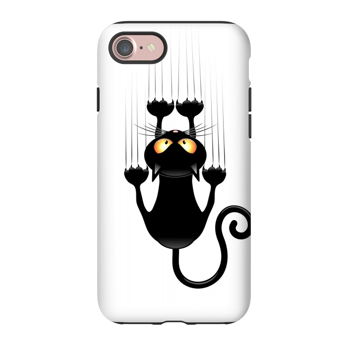 iPhone 7 StrongFit Fun Cat Cartoon Scratching Wall by BluedarkArt