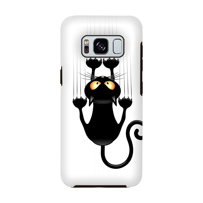 Galaxy S8 StrongFit Fun Cat Cartoon Scratching Wall by BluedarkArt