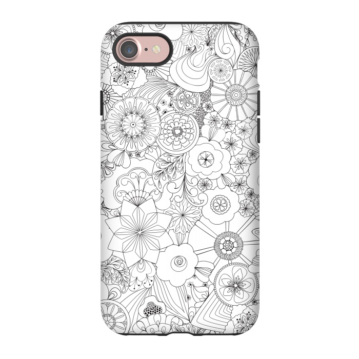iPhone 7 StrongFit 70s Blooms in Black and White by Paula Ohreen