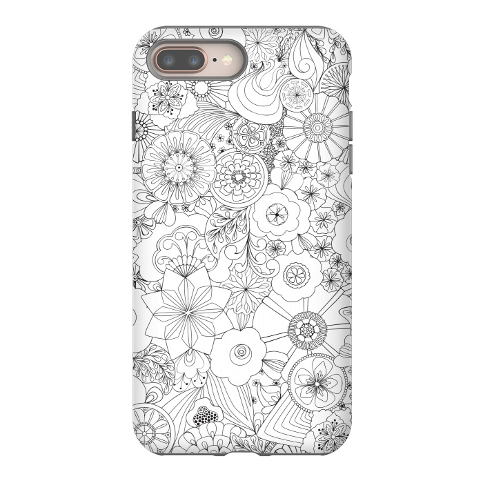 iPhone 7 plus StrongFit 70s Blooms in Black and White by Paula Ohreen