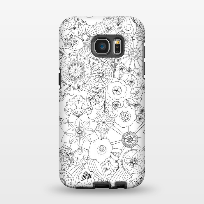Galaxy S7 EDGE StrongFit 70s Blooms in Black and White by Paula Ohreen