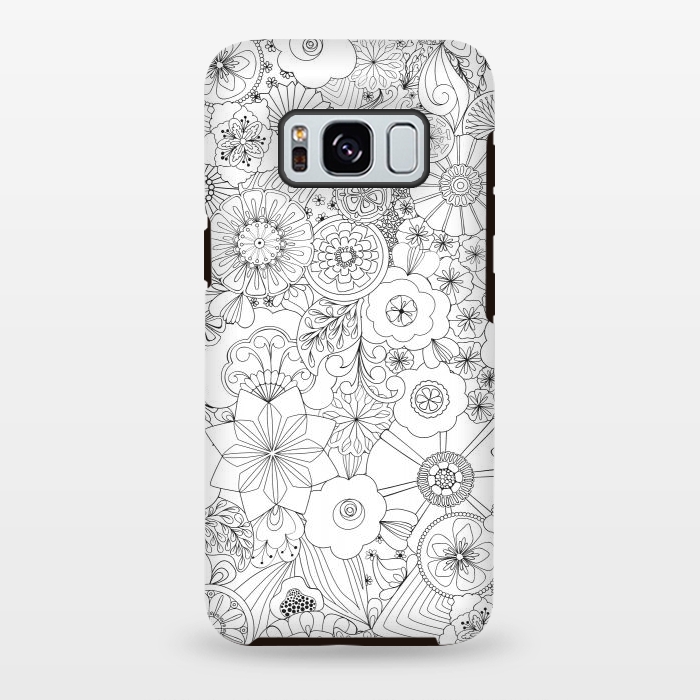 Galaxy S8 plus StrongFit 70s Blooms in Black and White by Paula Ohreen