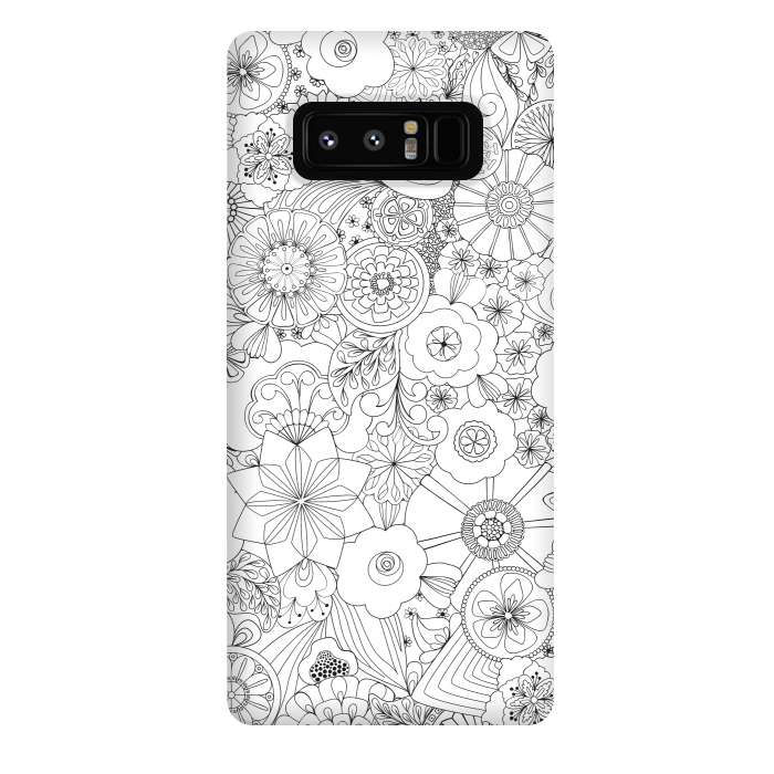 Galaxy Note 8 StrongFit 70s Blooms in Black and White by Paula Ohreen