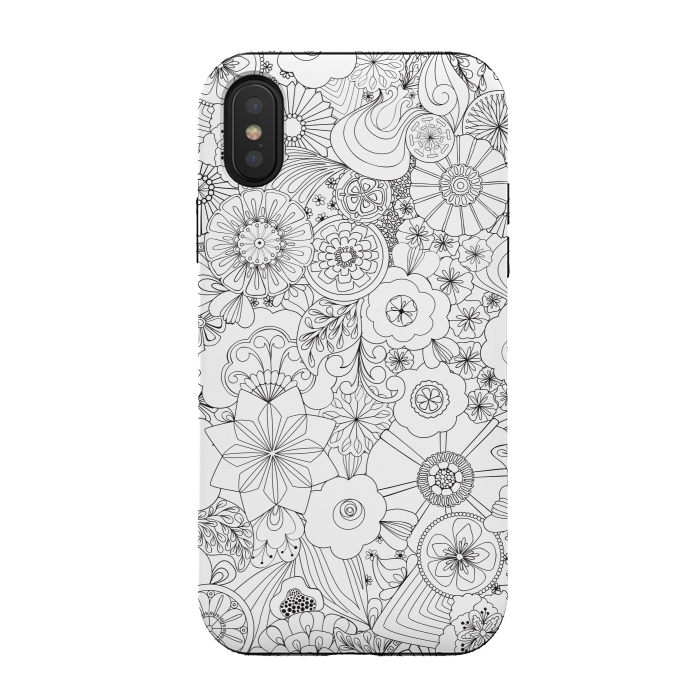 iPhone Xs / X StrongFit 70s Blooms in Black and White by Paula Ohreen