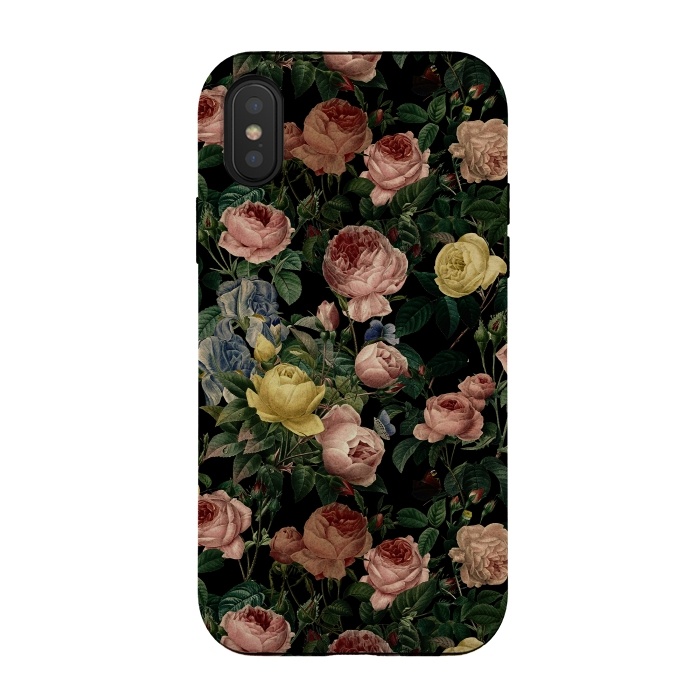 iPhone Xs / X StrongFit Night Vintage Roses by  Utart