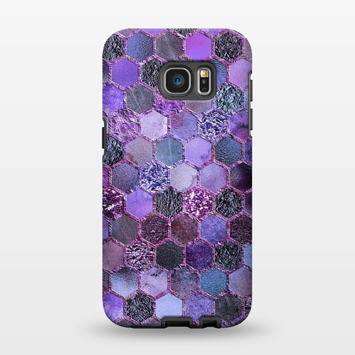 Galaxy S7 EDGE StrongFit Purple Metal Honeycomb Pattern by  Utart