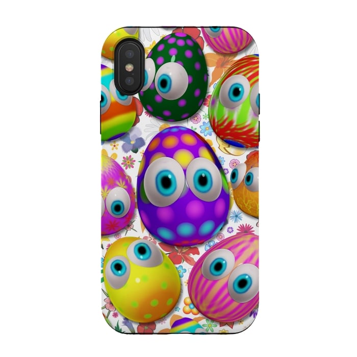 iPhone Xs / X StrongFit Cute Easter Eggs Cartoon 3d Pattern by BluedarkArt