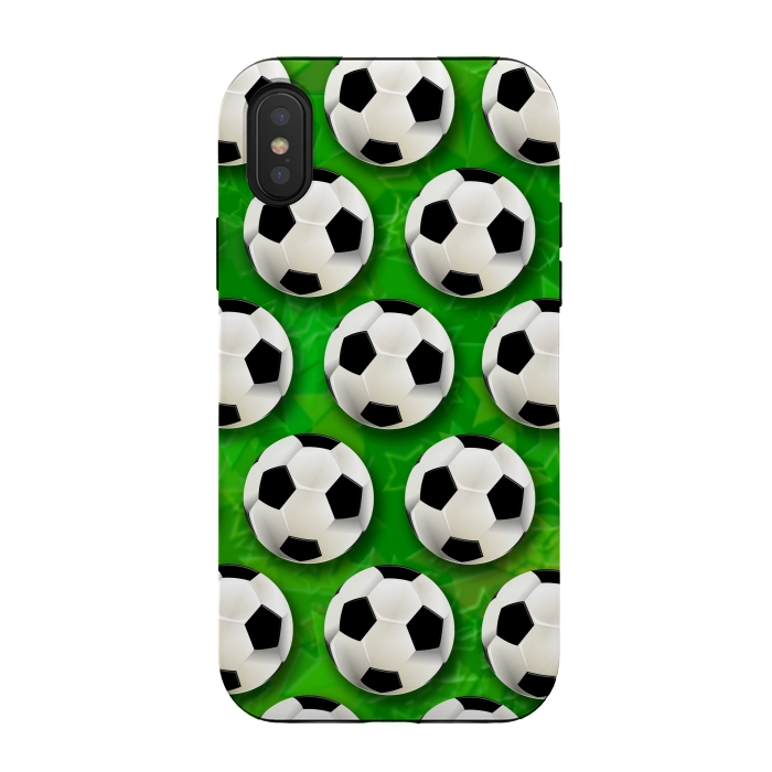 iPhone Xs / X StrongFit Soccer Ball Football Pattern by BluedarkArt