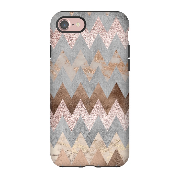 iPhone 7 StrongFit Rose Gold Marble Chevron by  Utart