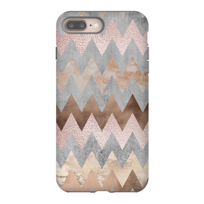 iPhone 7 plus StrongFit Rose Gold Marble Chevron by  Utart