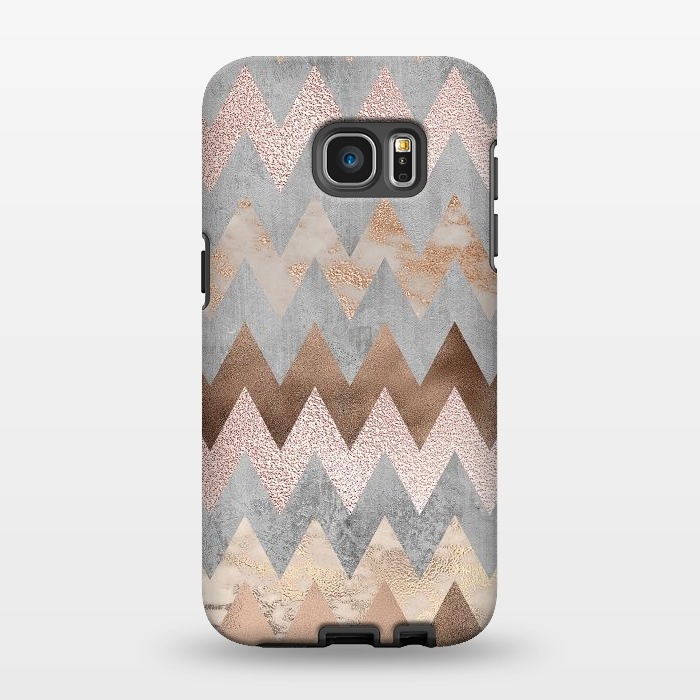 Galaxy S7 EDGE StrongFit Rose Gold Marble Chevron by  Utart