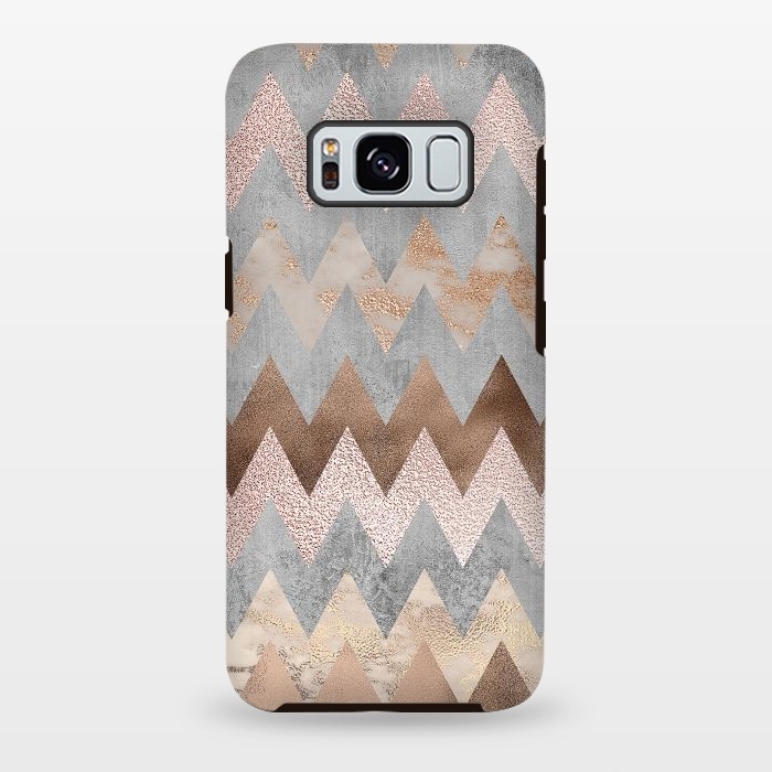 Galaxy S8 plus StrongFit Rose Gold Marble Chevron by  Utart