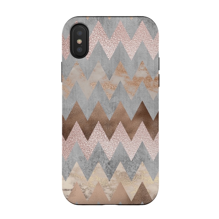 iPhone Xs / X StrongFit Rose Gold Marble Chevron by  Utart