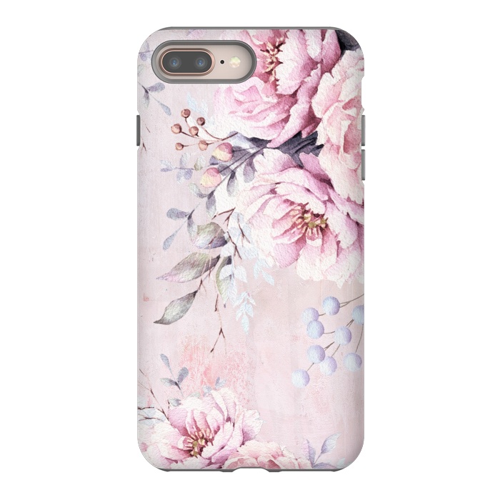 iPhone 7 plus StrongFit Pink Watercolor Roses by  Utart