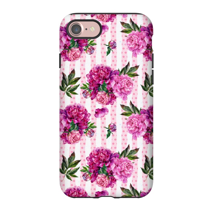 iPhone 7 StrongFit Stripes and Peonies  by  Utart