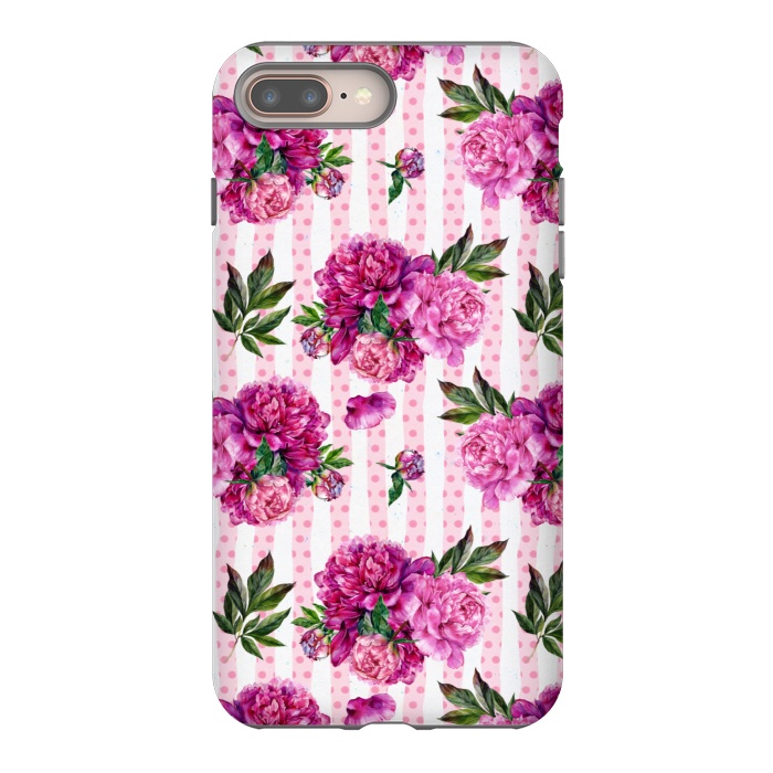 iPhone 7 plus StrongFit Stripes and Peonies  by  Utart