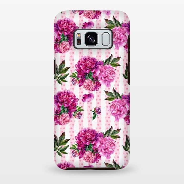 Galaxy S8 plus StrongFit Stripes and Peonies  by  Utart