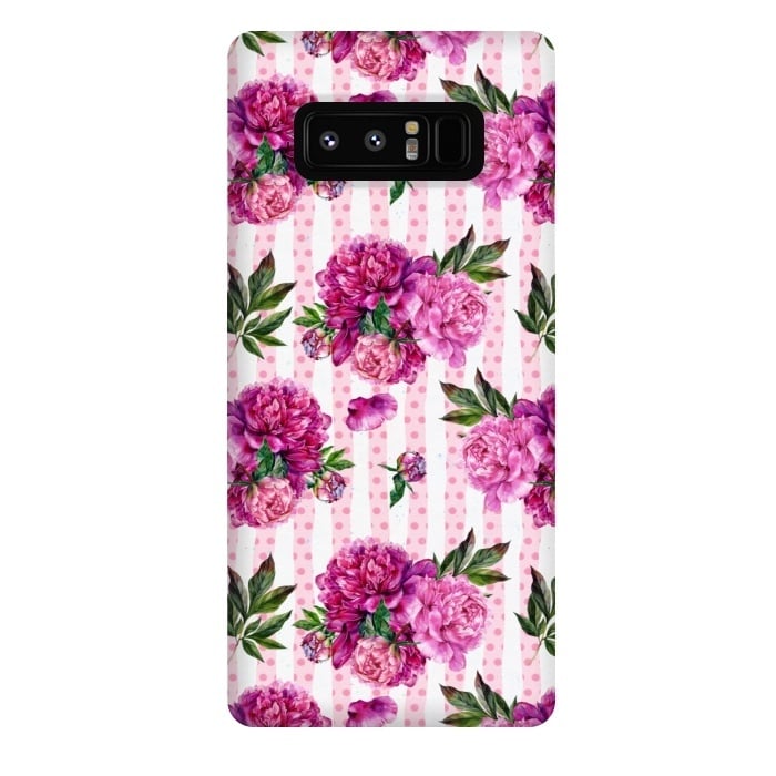 Galaxy Note 8 StrongFit Stripes and Peonies  by  Utart